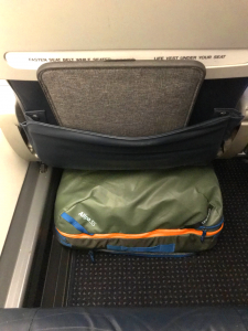 The Allpa 35L fits under standard airline seats, but you may end up resting your feet on it. 