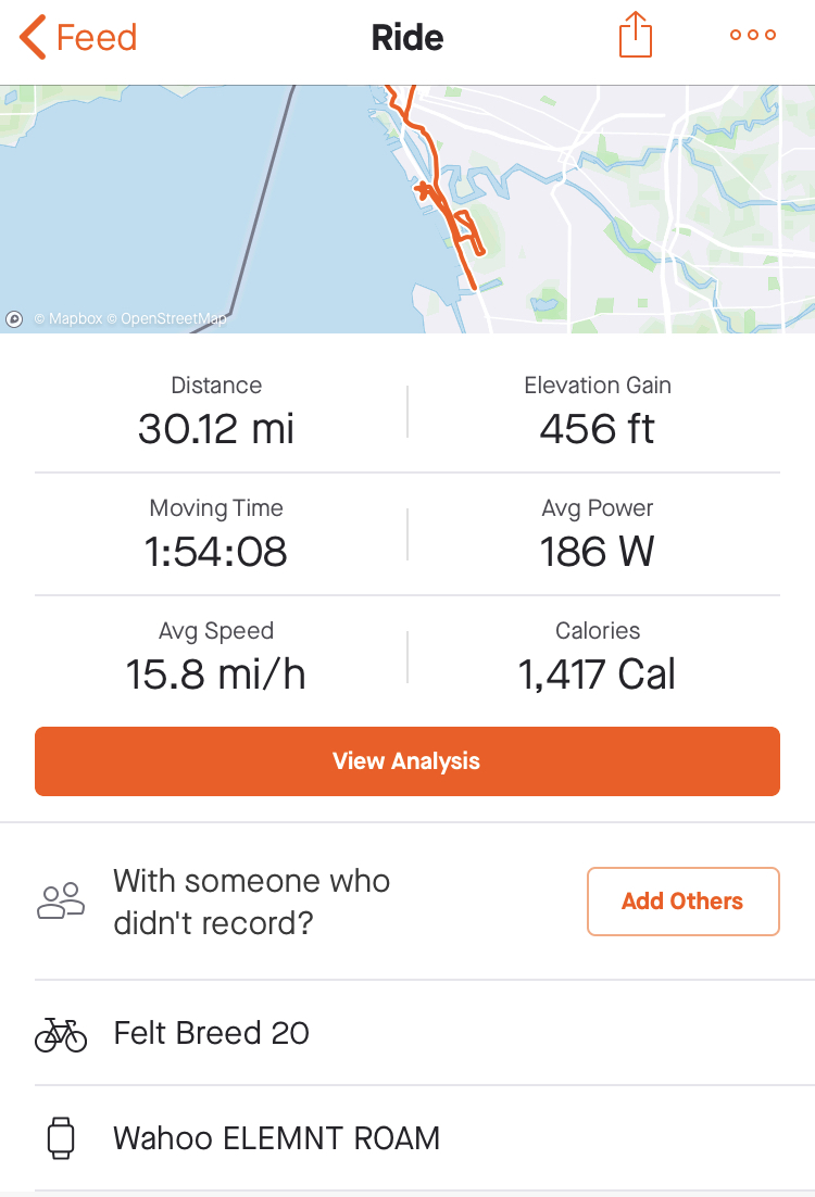 strava wahoo elemnt