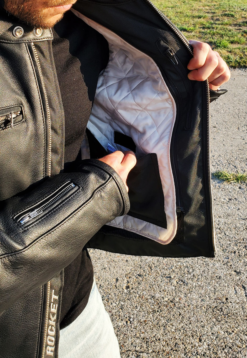 Mens Leather Club Vest With Hidden Pockets & Gun Pockets